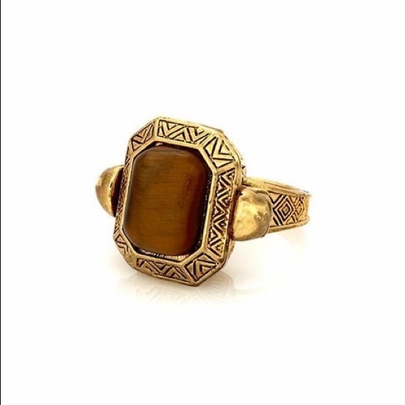 House of Harlow 1960 Jewelry - House of Harlow Engraved Skull Tigers Eye Ring House of Harlow 1960 Jewelry - House of Harlow Engraved Skull Tigers Eye Ring